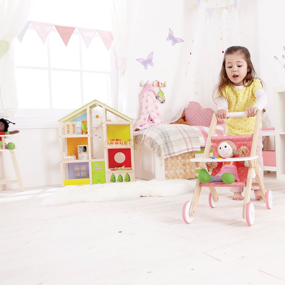 Hape - Wooden Stroller Toy for Baby Dolls