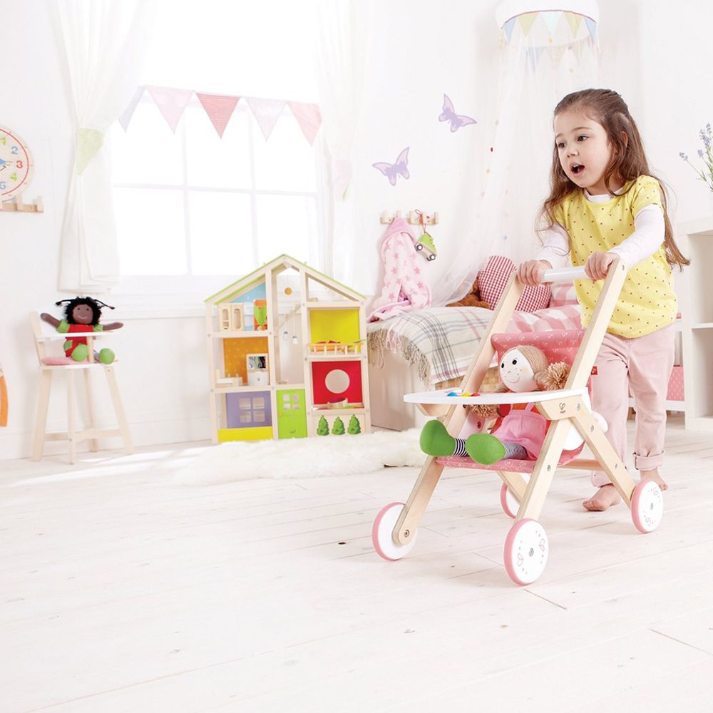 Hape - Wooden Stroller Toy for Baby Dolls