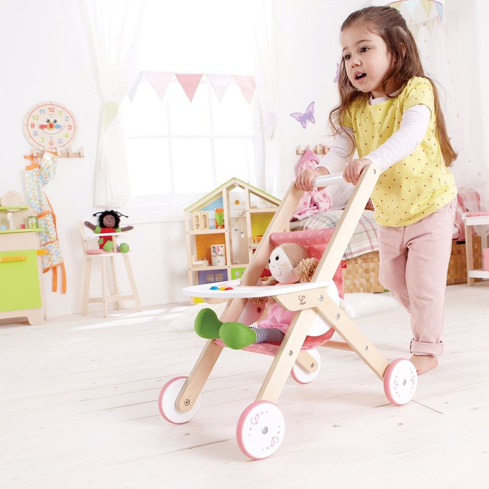 Hape - Wooden Stroller Toy for Baby Dolls