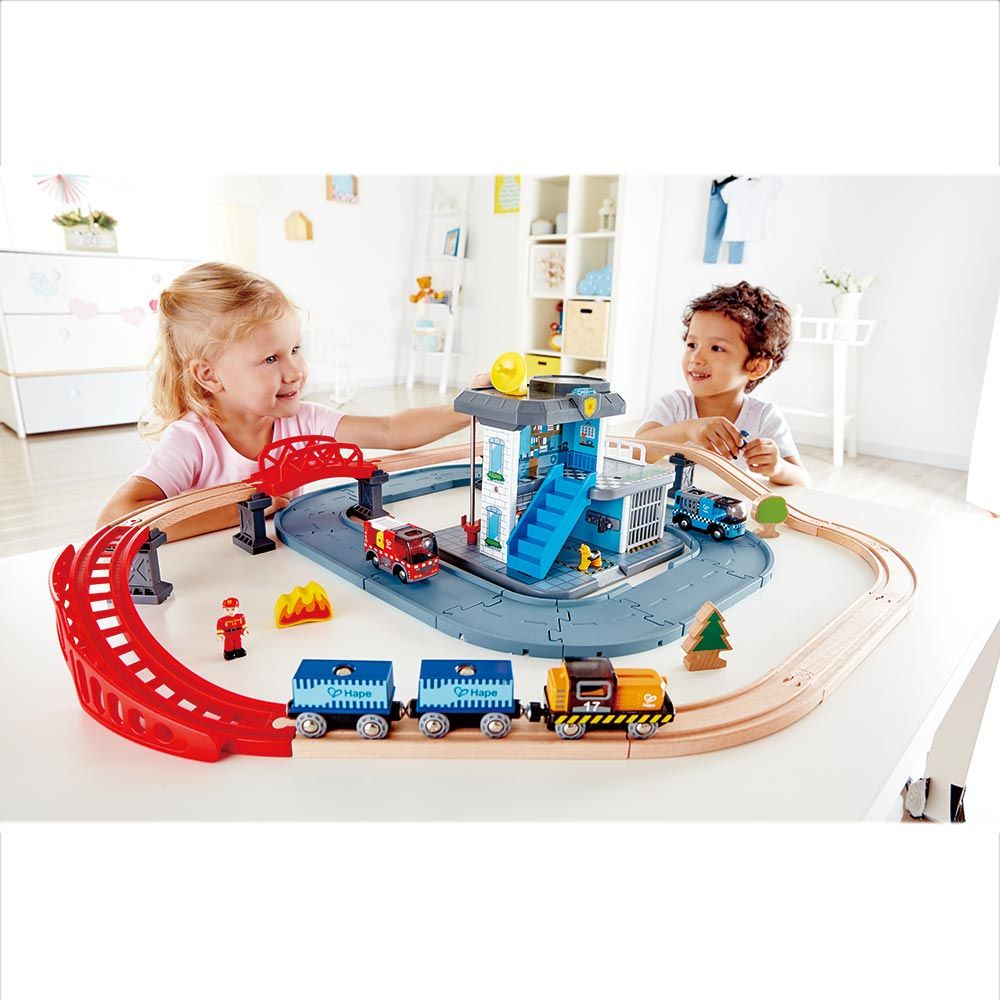 Hape - Emergency Services HQ Railway Playset - 41pcs