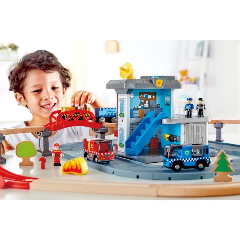 Hape - Emergency Services HQ Railway Playset - 41pcs