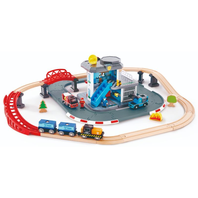 Hape - Emergency Services HQ Railway Playset - 41pcs