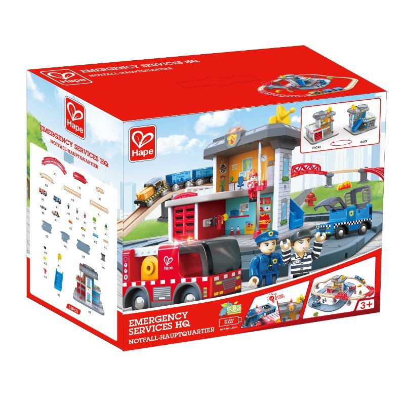 Hape - Emergency Services HQ Railway Playset - 41pcs