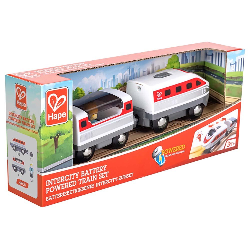 Hape - Intercity Battery Powered Train Set - 4pcs