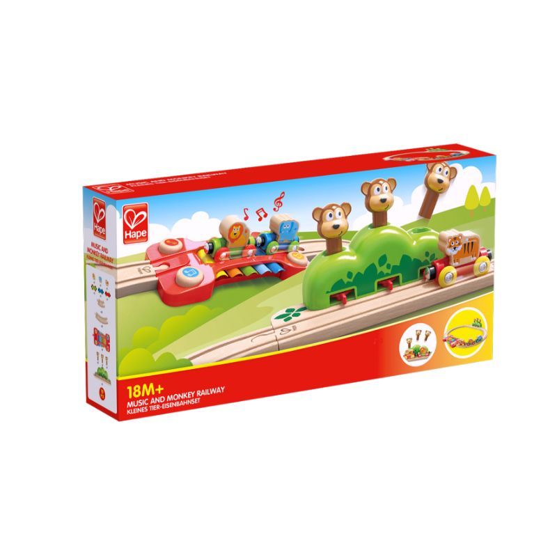 Hape - Music and Monkey Wooden Railway Playset w/ Xylophone