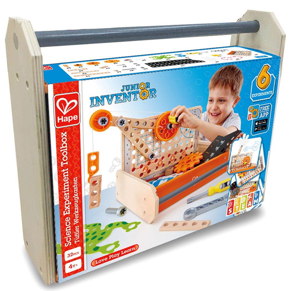 Hape - Junior Inventor Science Experiment Toolbox Kit - 32pcs