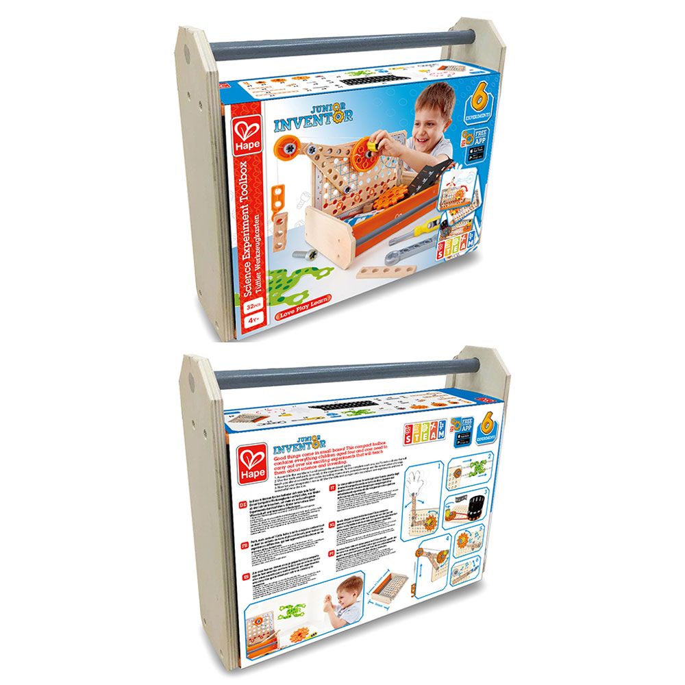 Hape - Junior Inventor Science Experiment Toolbox Kit - 32pcs