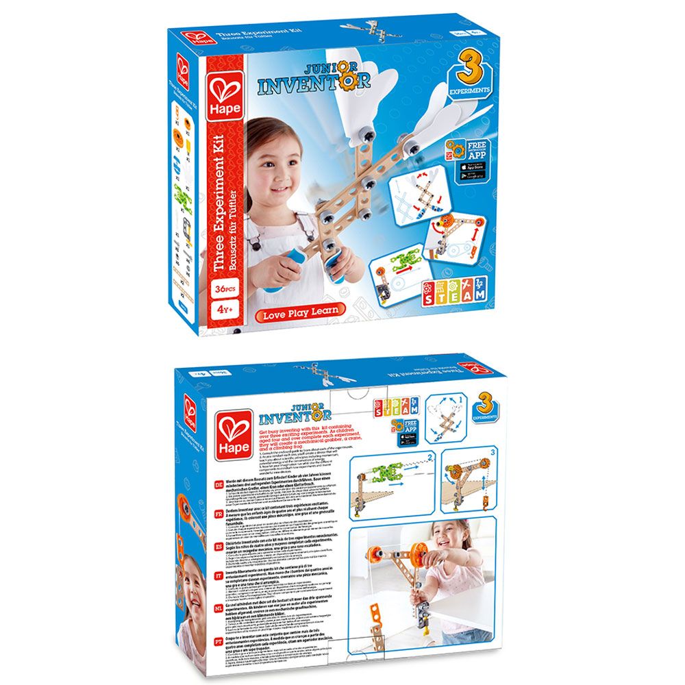 Hape - Junior Inventor Three Experiment Science Kit - 36pcs