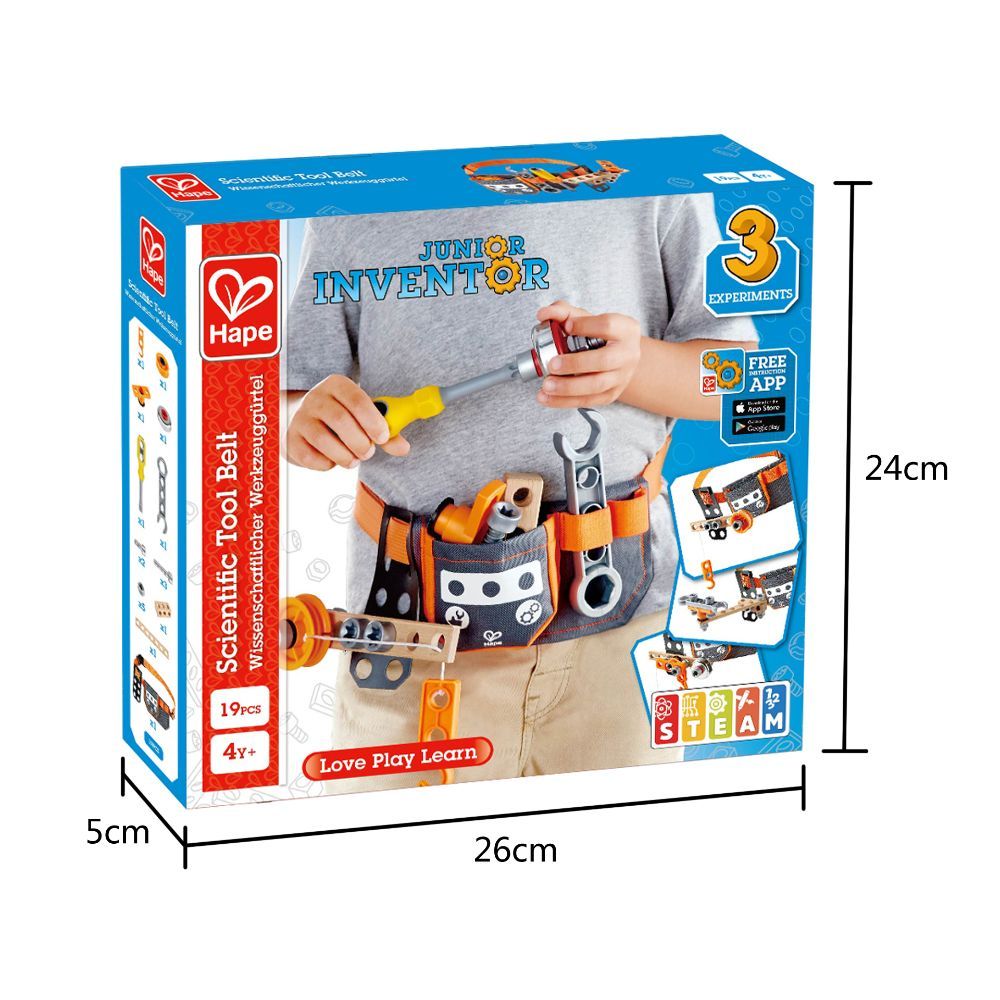 Hape - Junior Inventor Scientific Tool Belt Set - 19pcs