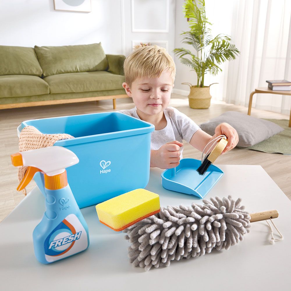 Hape - Clean-Up Bucket Playroom Cleaning Playset - 7pcs