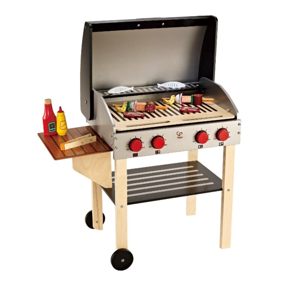 Hape - Wooden Gourmet Grill w/ Food 22pcs BBQ and Shish Kabab Kitchen Playset