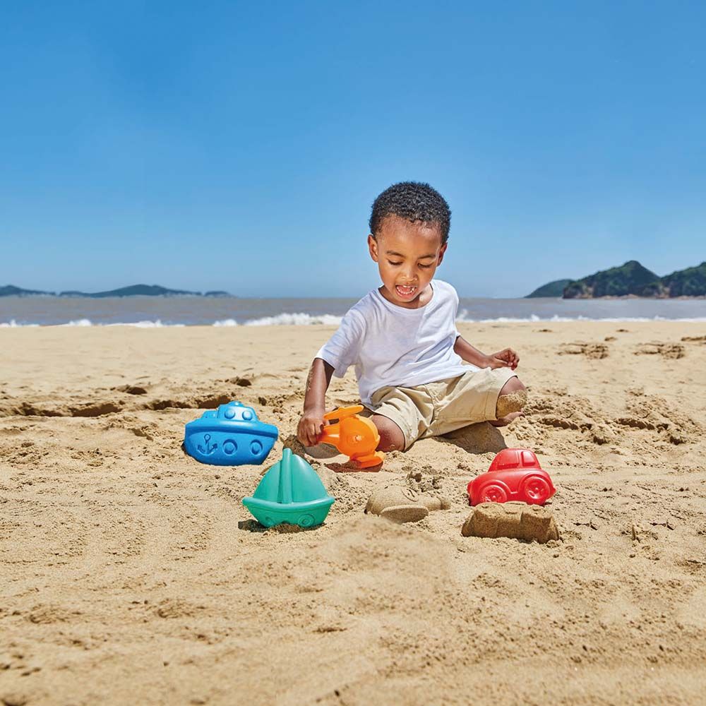 Hape - Travel Sand Mold Beach Toy Set - 4pcs