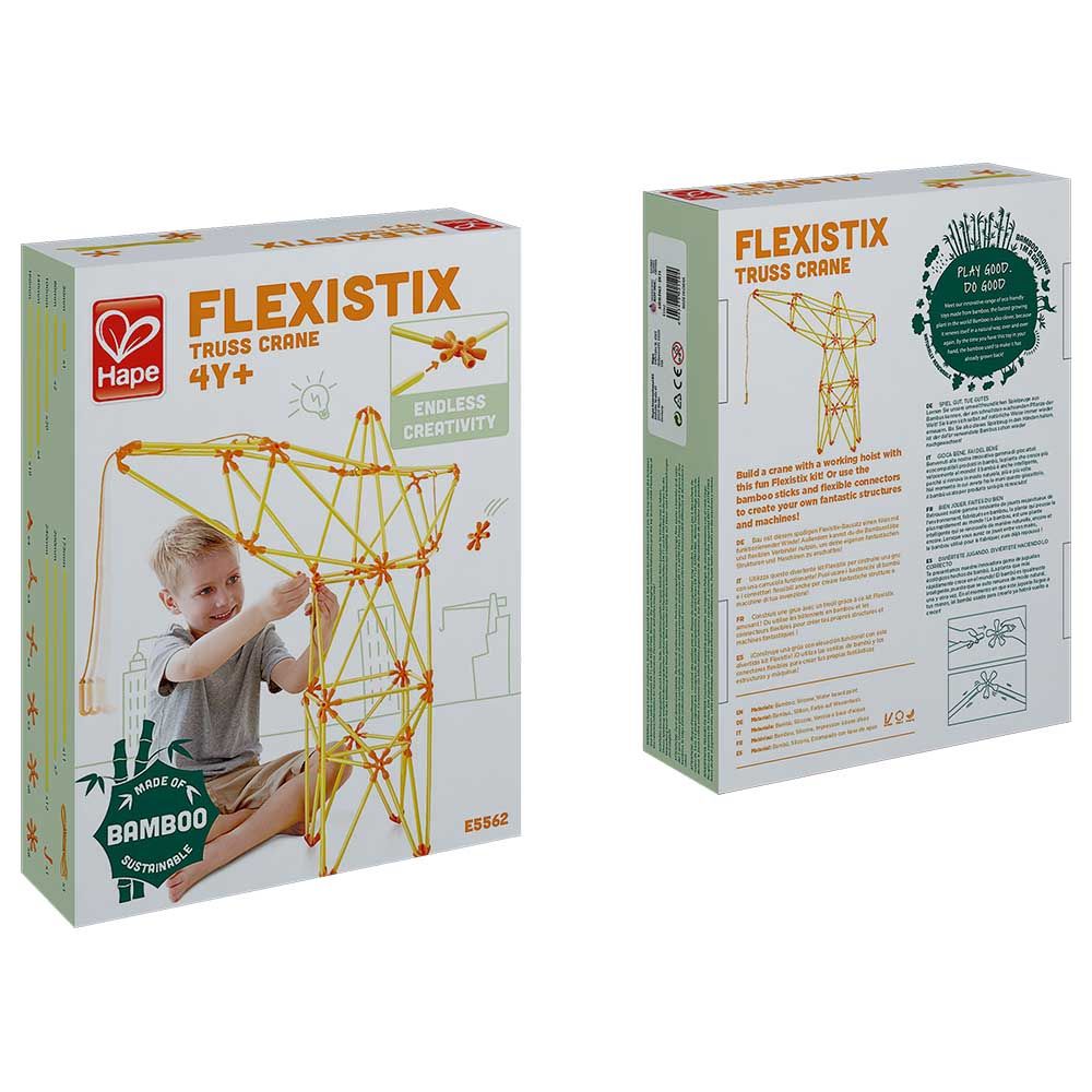 Hape - Flexistix Truss Crane Bamboo Construction Kit - 93pcs