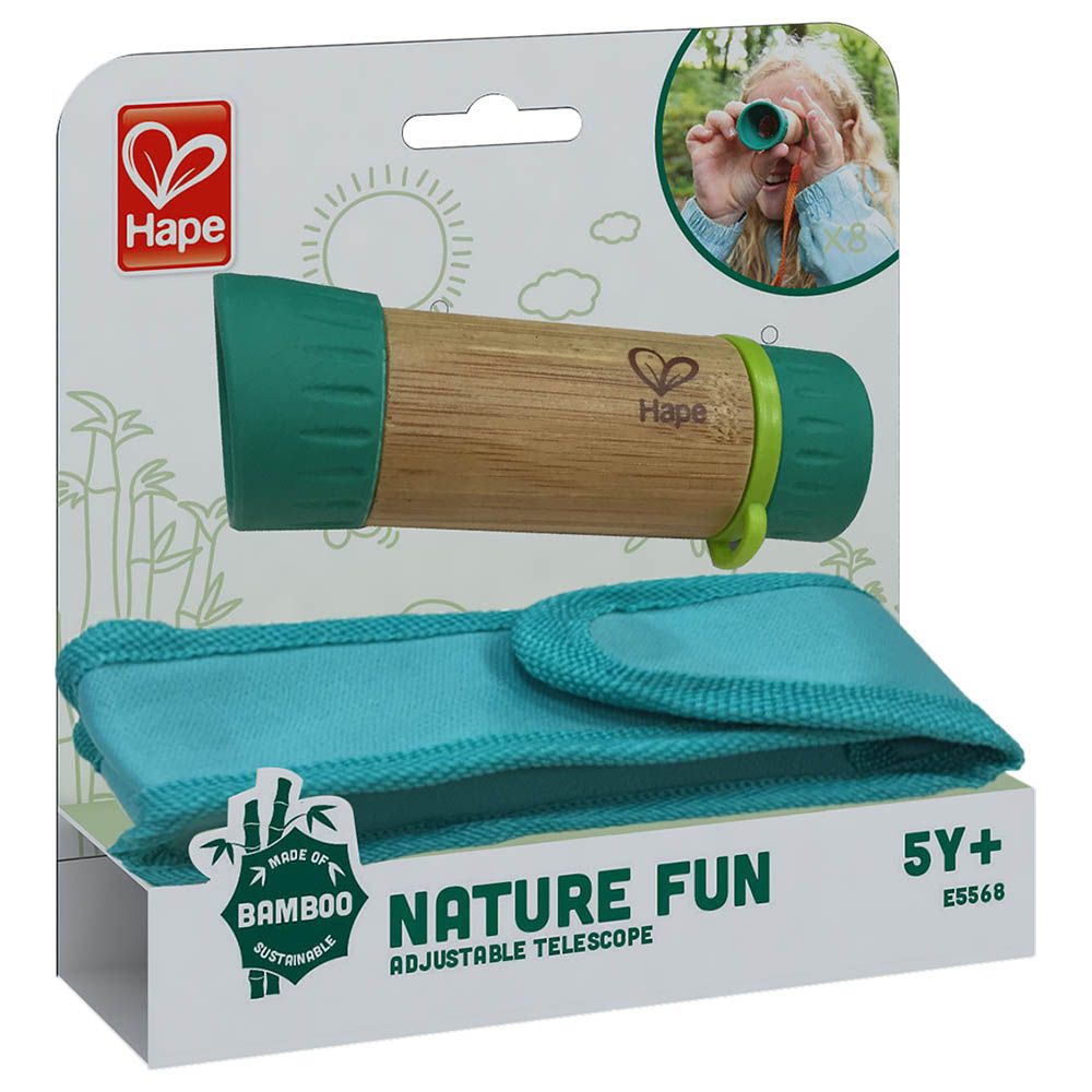 Hape - Nature Fun Adjustable Bamboo Telescope w/ Wrist Strap 