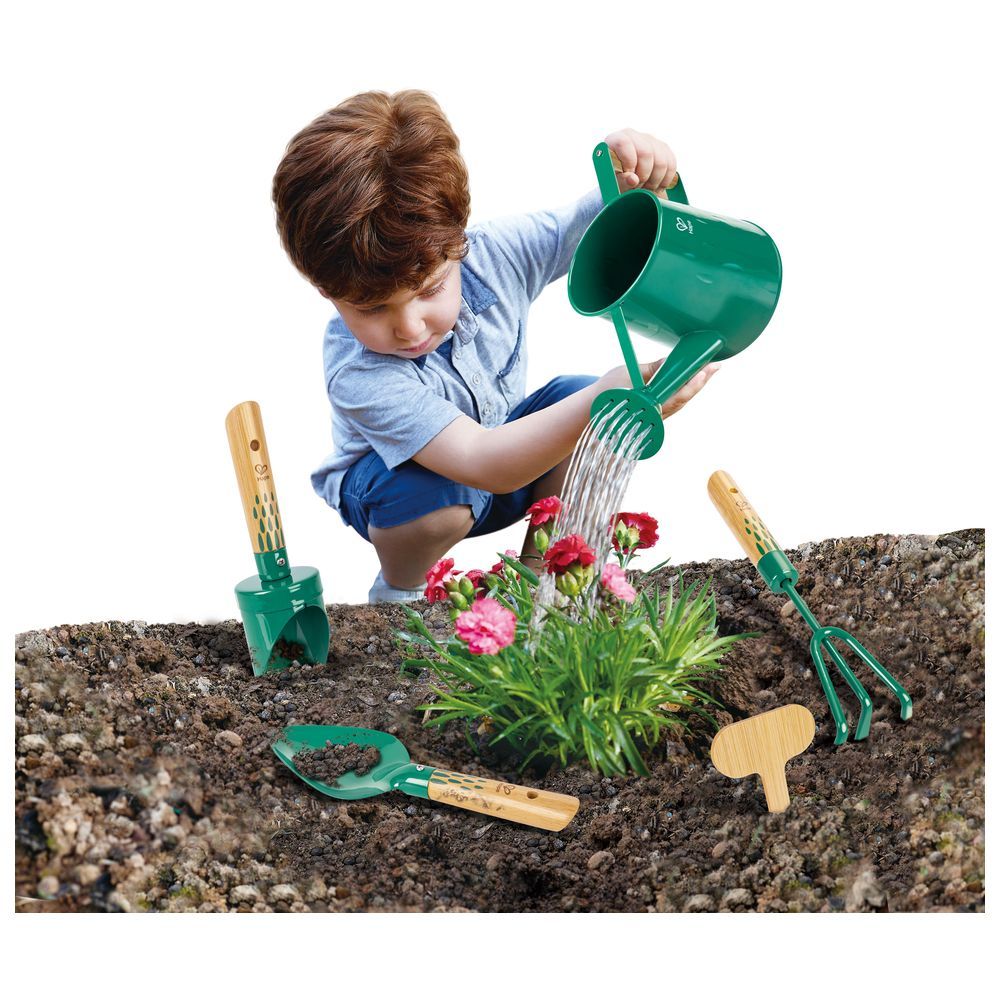 Hape - Outdoor Flower Gardening Wooden Tool Set - 5pcs