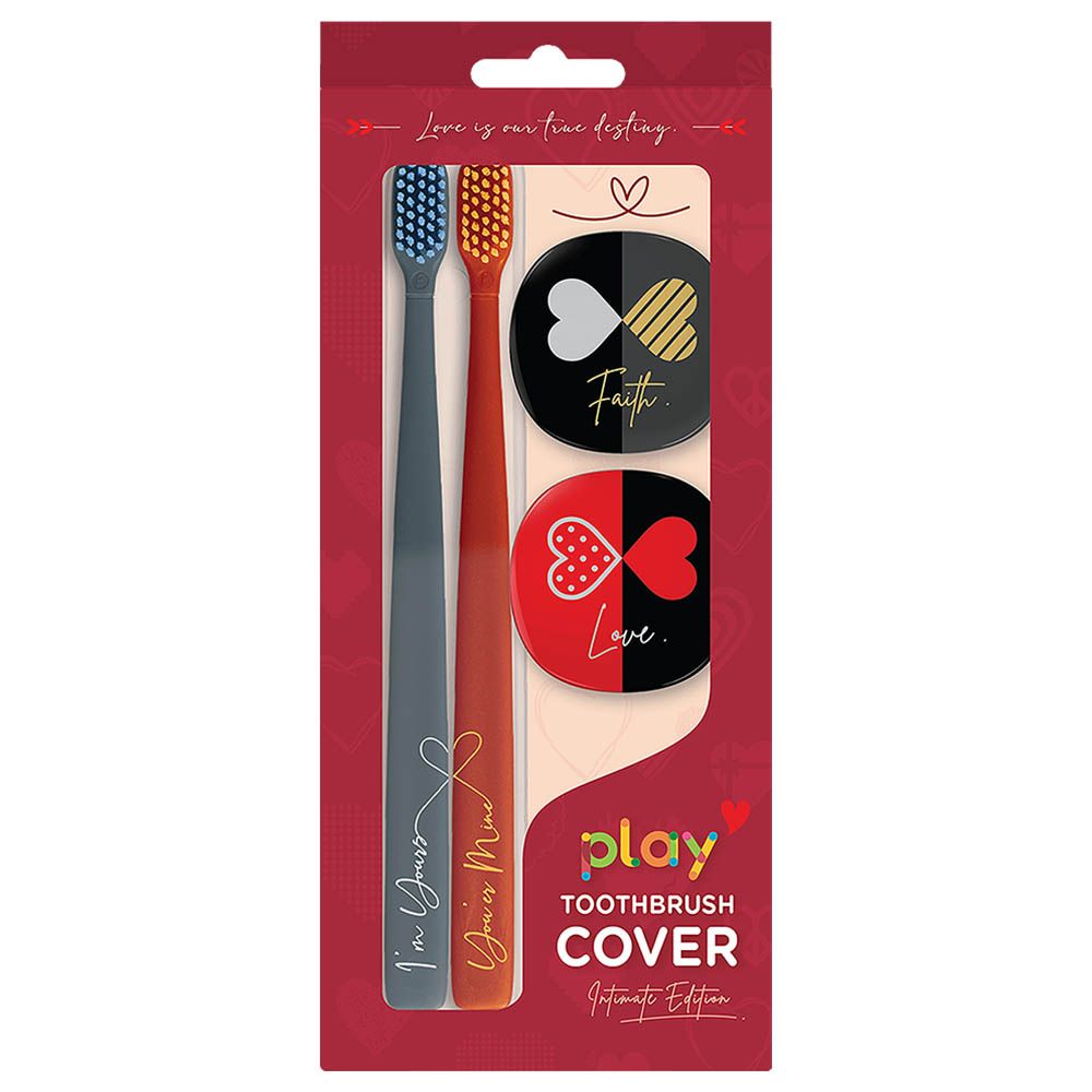 Flipper - 2-in-1 Toothbrush W/ Cover for Couple - Grey & Red