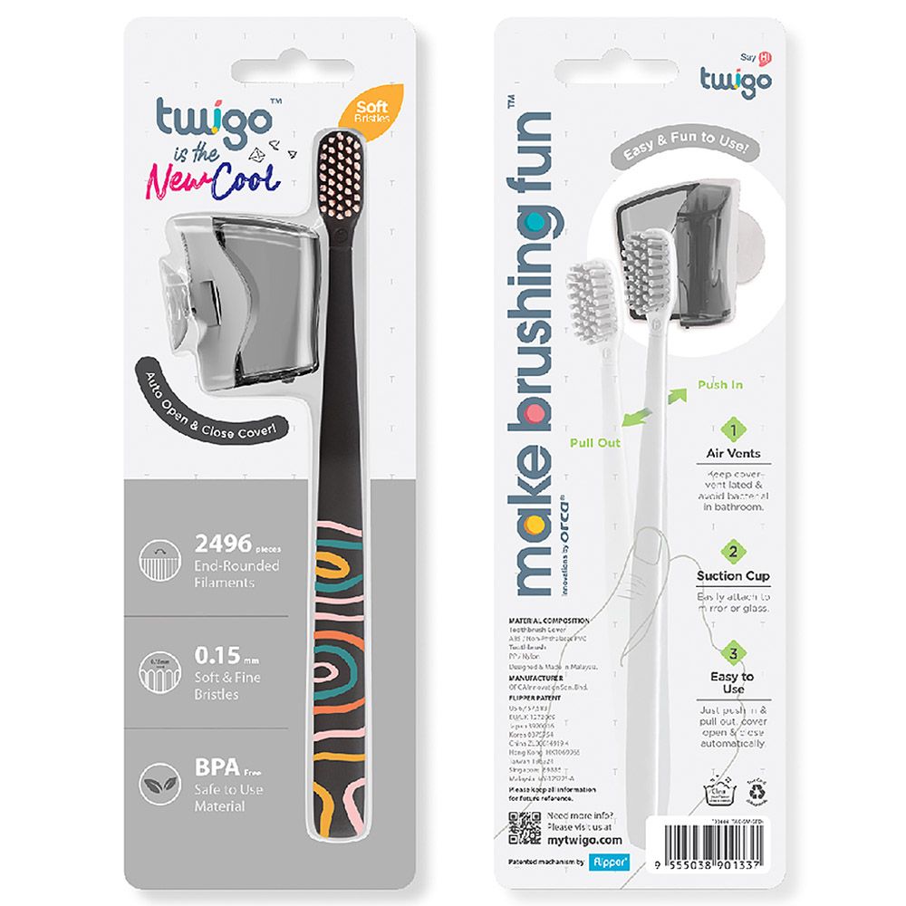 Flipper - Twigo Toothbrush W/ Cover - Smoke