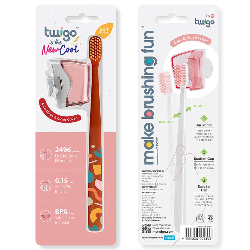 Flipper - Twigo Toothbrush W/ Cover - Flora Pink