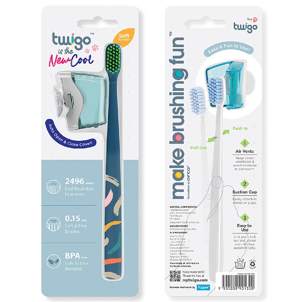 Flipper - Twigo Toothbrush W/ Cover - Ocean Blue