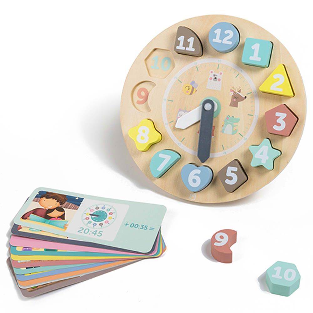 Eurekakids - Wooden Clock Puzzle With Activity Cards