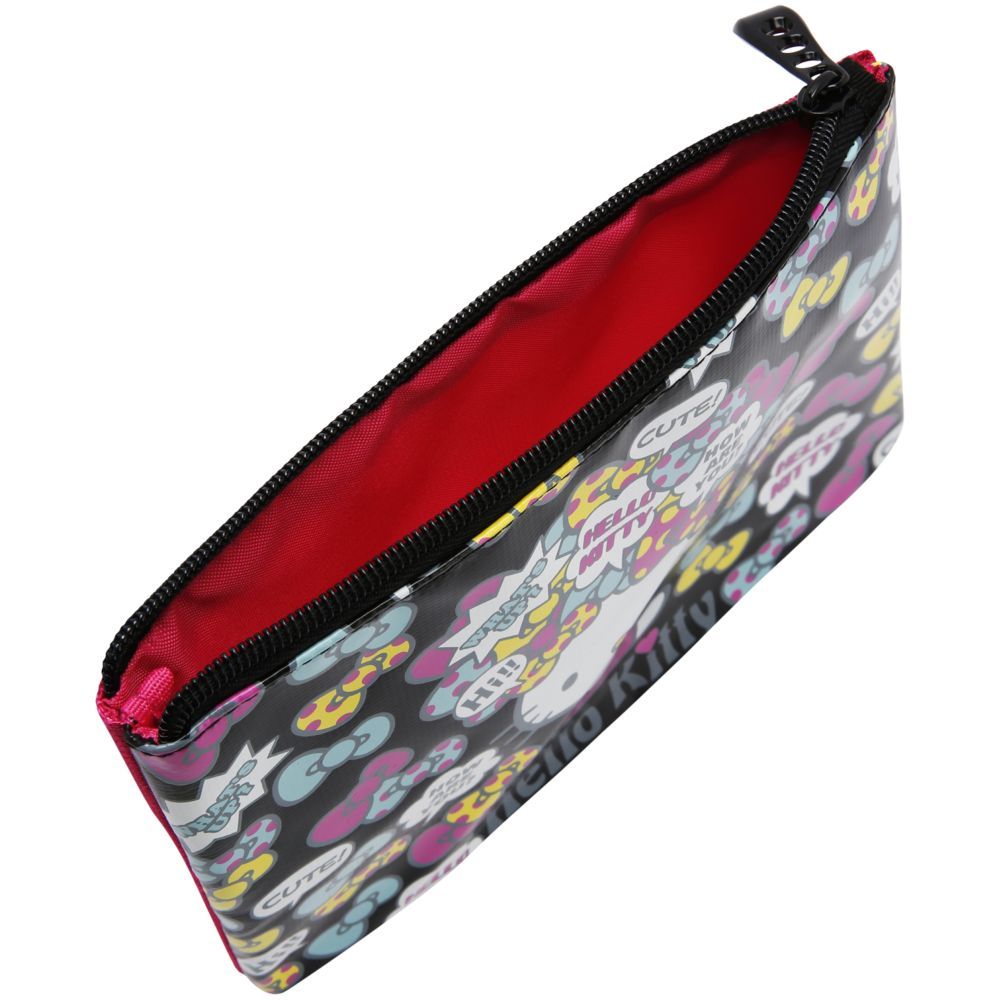 Hello Kitty - Printed Zip Closure Flat Pouch - Black