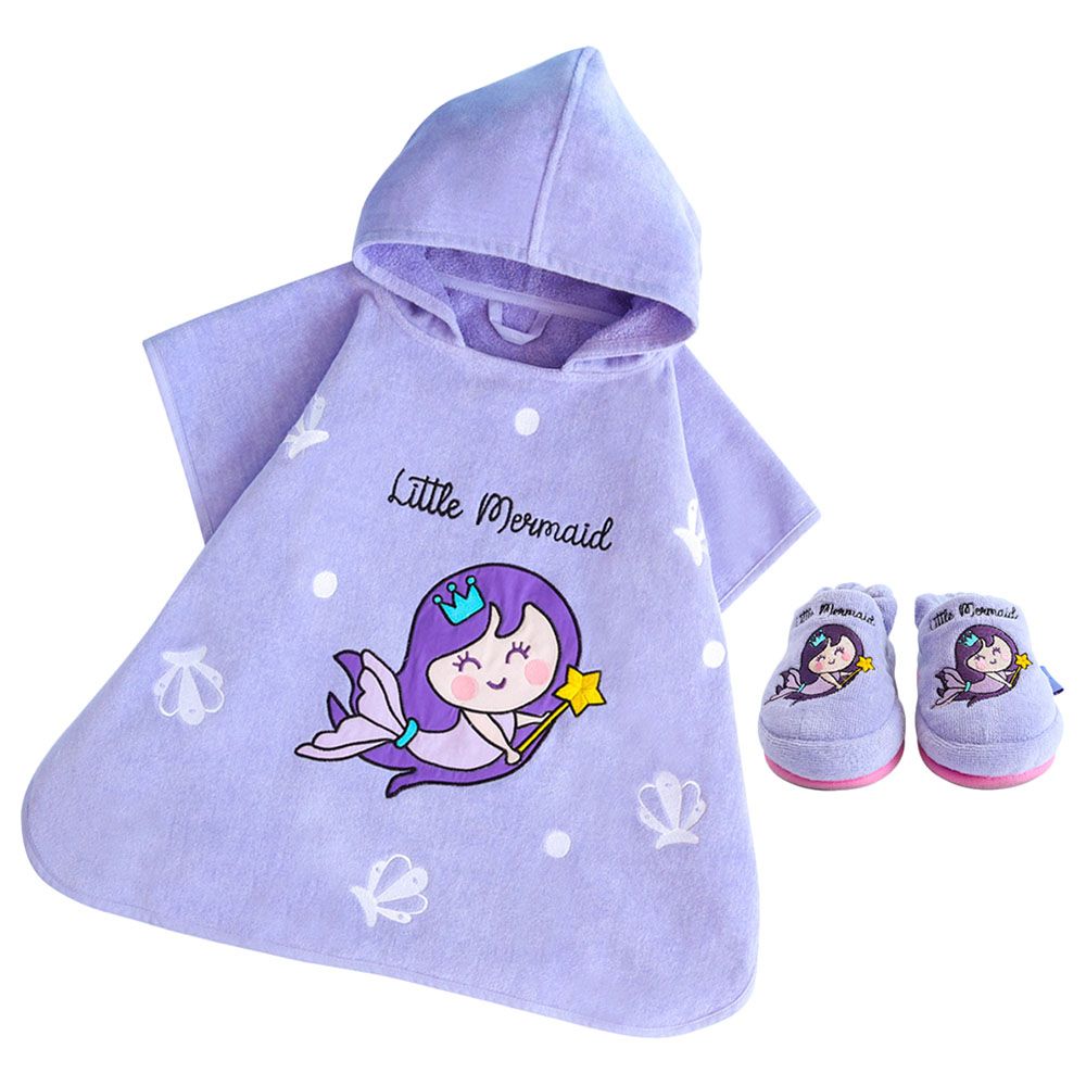 Milk&Moo - Kids Poncho and House Slippers Little Mermaid