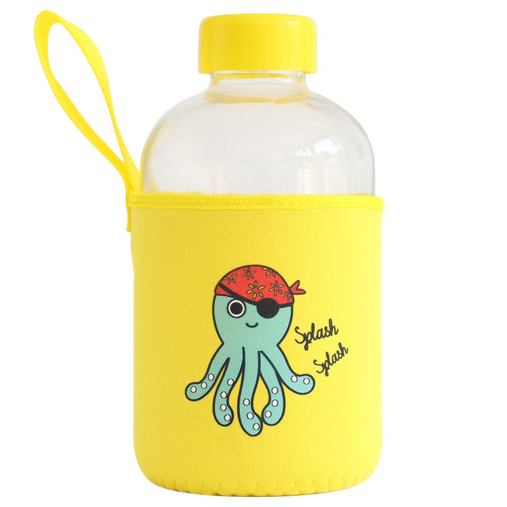 Milk&Moo - Sailor Octopus Kids Glass Water Bottles 600ml - Yellow