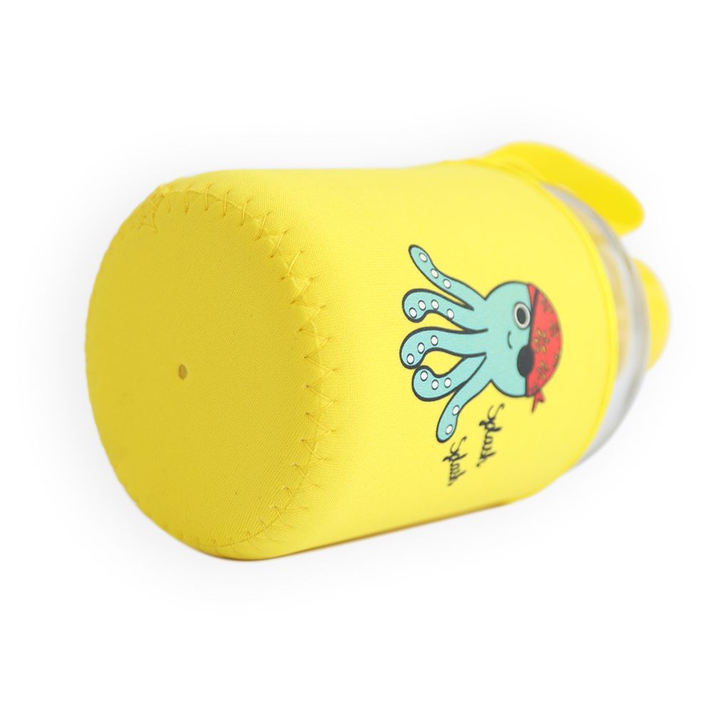 Milk&Moo - Sailor Octopus Kids Glass Water Bottles 600ml - Yellow