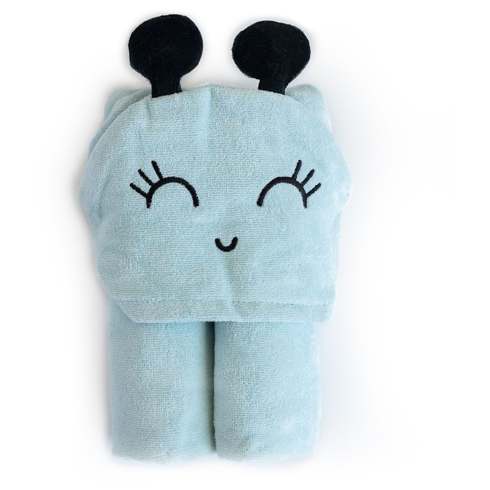 Milk&Moo - Sangaloz Velvet Hooded Baby Towel - Blue