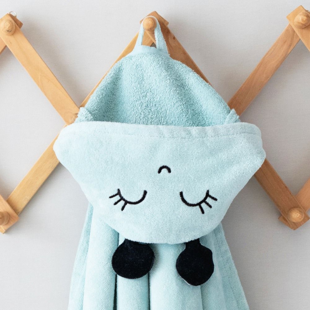 Milk&Moo - Sangaloz Velvet Hooded Baby Towel - Blue