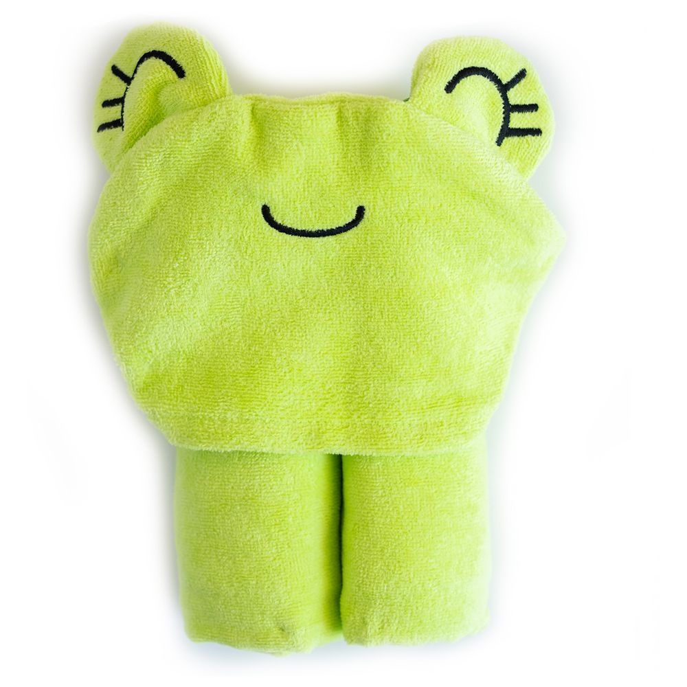 Milk&Moo - Cacha Frog Velvet Hooded Baby Towel - Green