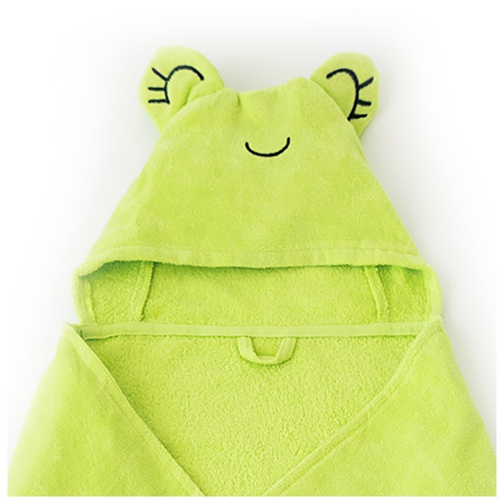 Milk&Moo - Cacha Frog Velvet Hooded Baby Towel - Green