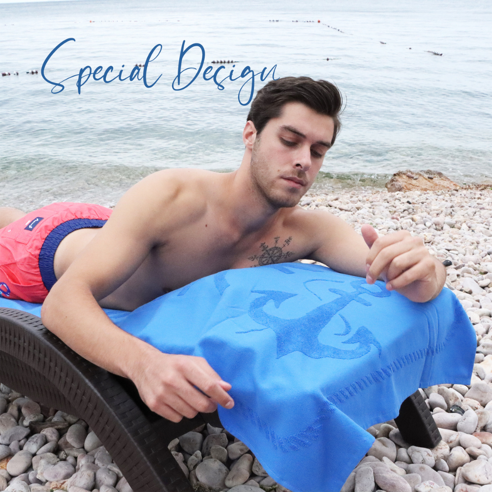 Anemoss - Anchor Beach Towel Blue