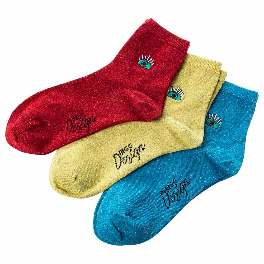 BiggDesign - My Eyes On You Glitter Socks Set - 3pcs