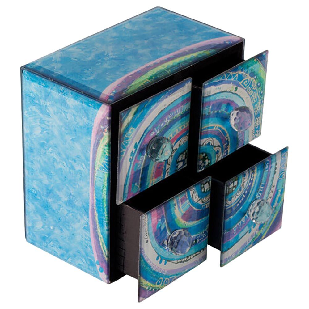 BiggDesign - Glass Jewellery Box w/ 4 Drawers - Blue