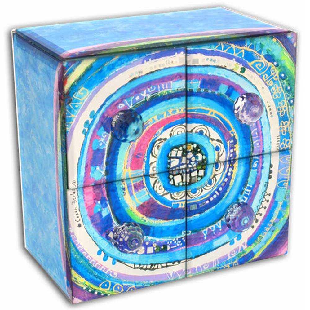 BiggDesign - Glass Jewellery Box w/ 4 Drawers - Blue