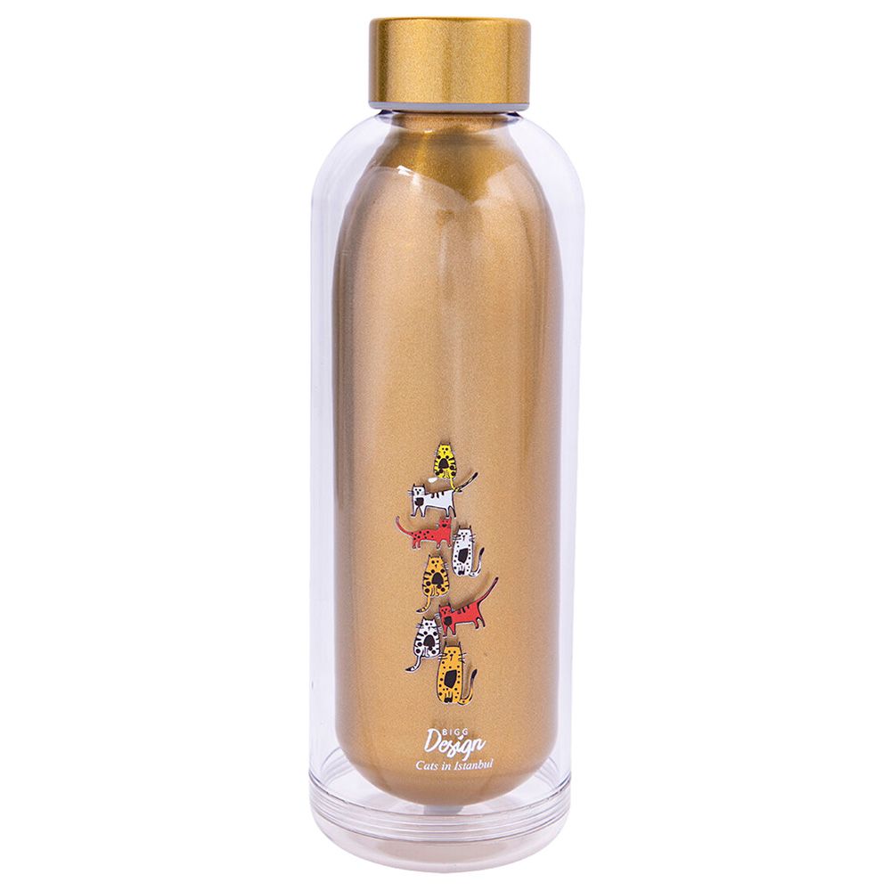 BiggDesign - Cats Print Water Bottle - Gold