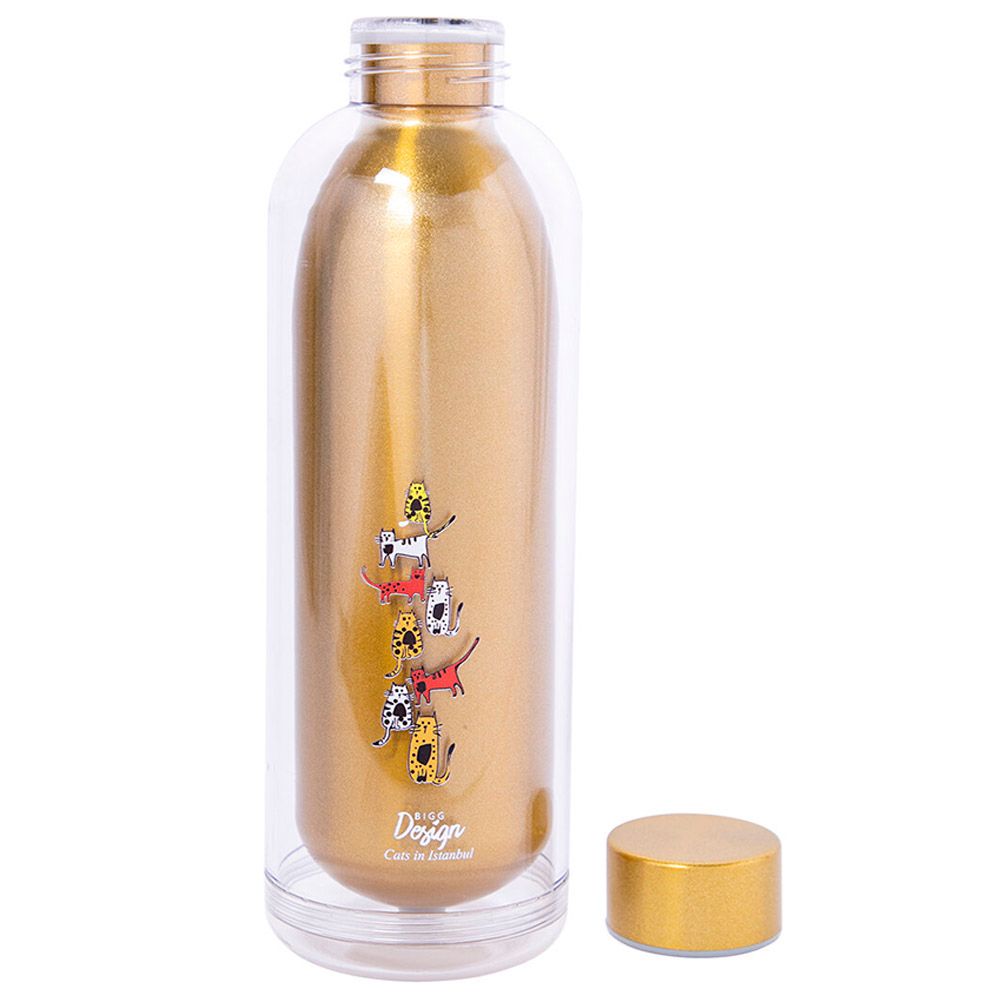 BiggDesign - Cats Print Water Bottle - Gold