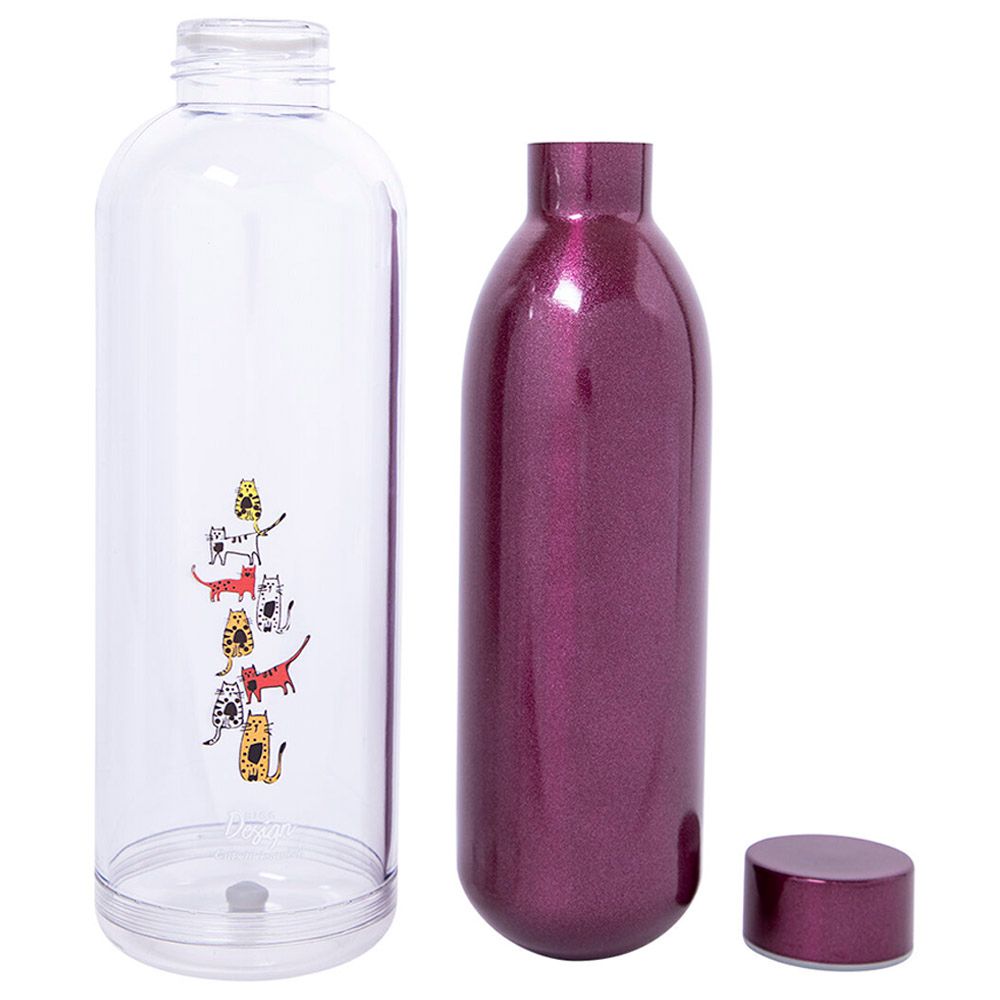 BiggDesign - Cats Print Water Bottle - Purple