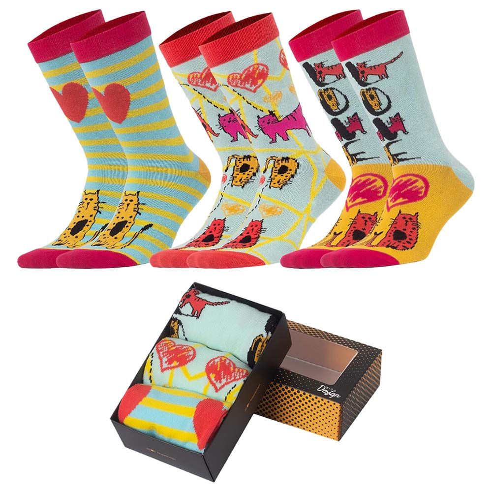 BiggDesign - Cats Print Socks Set - 3pcs