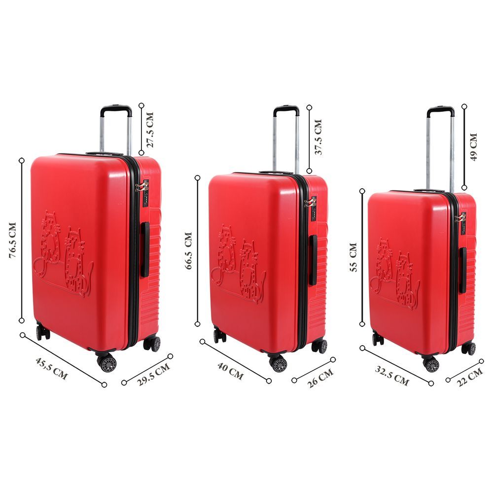 BiggDesign - Cats Carry On Luggage 3pc-Set - Red