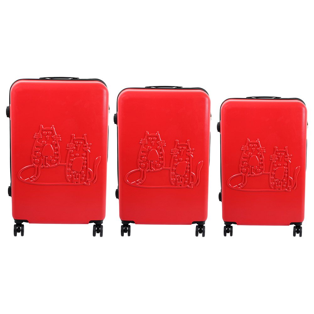 BiggDesign - Cats Carry On Luggage 3pc-Set - Red