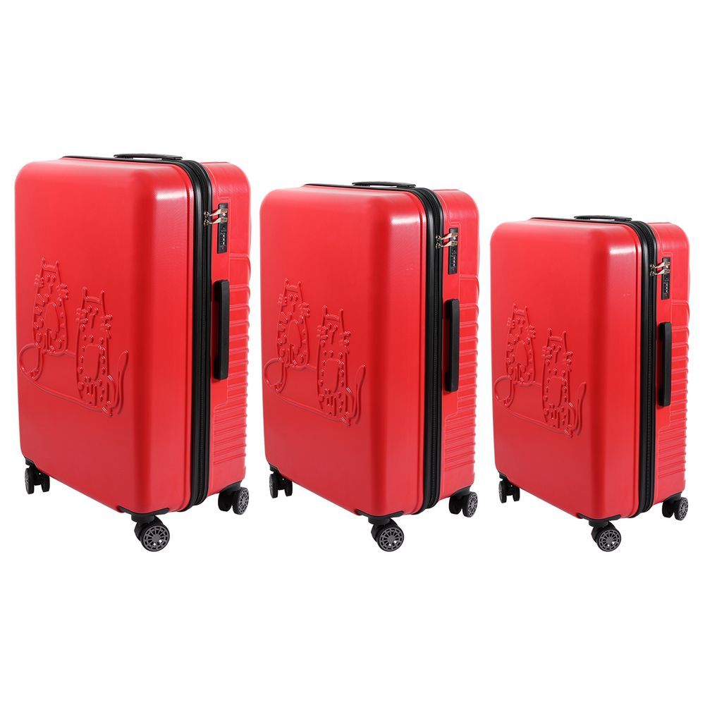 BiggDesign - Cats Carry On Luggage 3pc-Set - Red