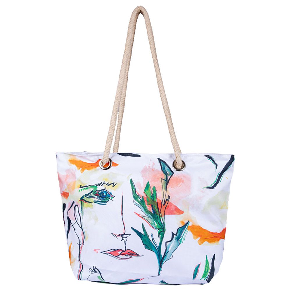 BiggDesign - Faces Beach & Shopping Bag - White