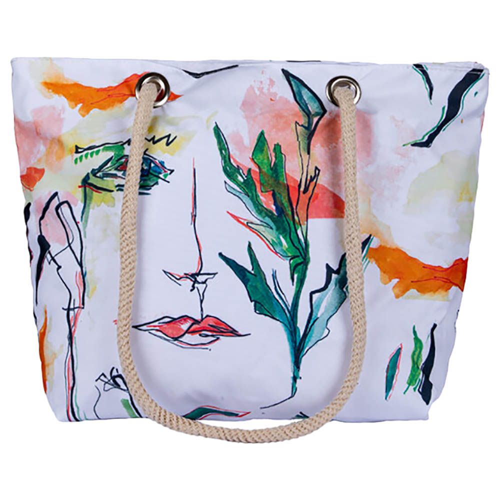 BiggDesign - Faces Beach & Shopping Bag - White