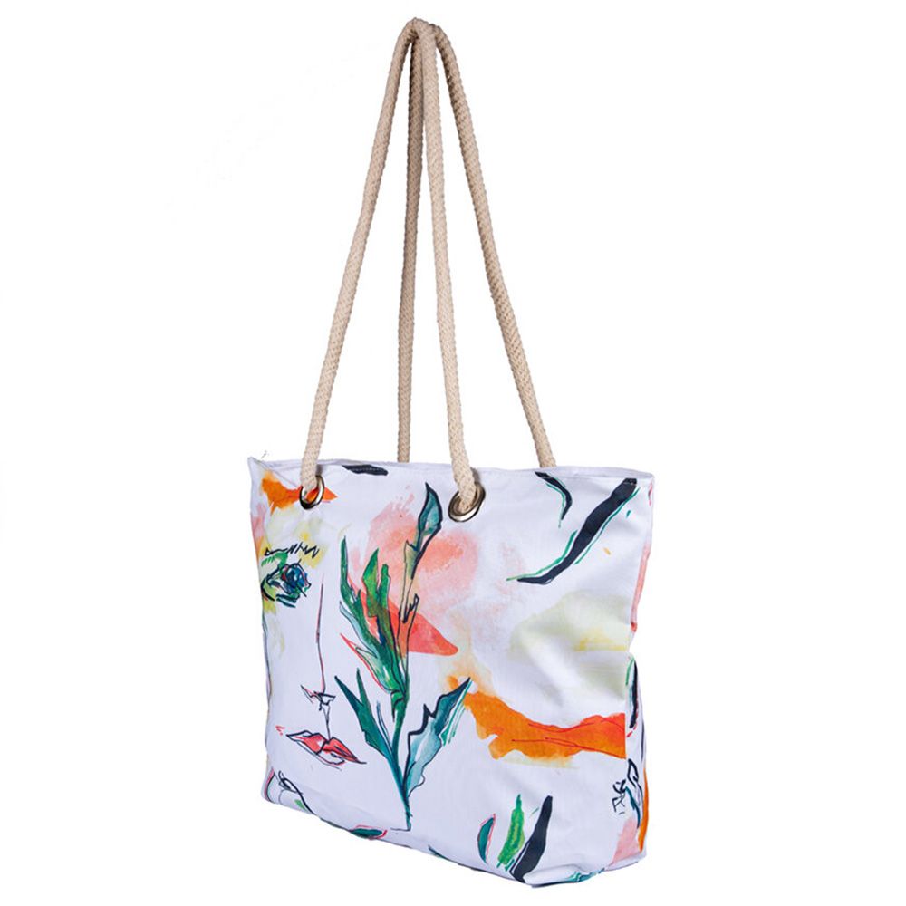 BiggDesign - Faces Beach & Shopping Bag - White