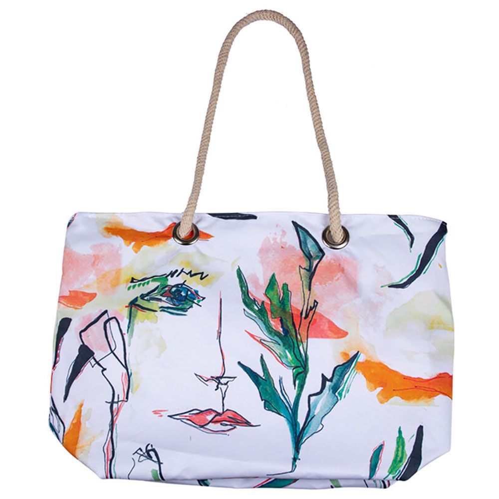 BiggDesign - Faces Beach & Shopping Bag - White