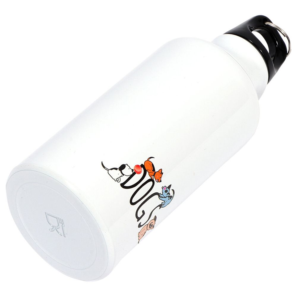 BiggDesign - Dogs Print Aluminium Water Bottle - 400 ML - White