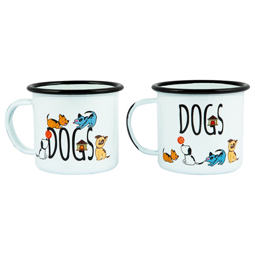 BiggDesign - Dogs Print Enamel Mugs Set - 2pcs