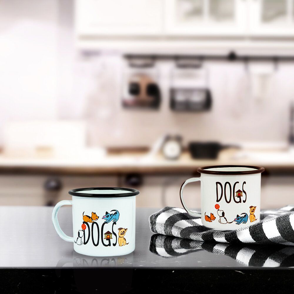 BiggDesign - Dogs Print Enamel Mugs Set - 2pcs